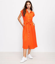 Load image into Gallery viewer, Belted Pocket Midi Shirtdress