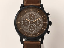 Load image into Gallery viewer, Fossil Men 42MM Collider HR Heart Rate Stainless Steel and Leather Hybrid HR Smart Watch
